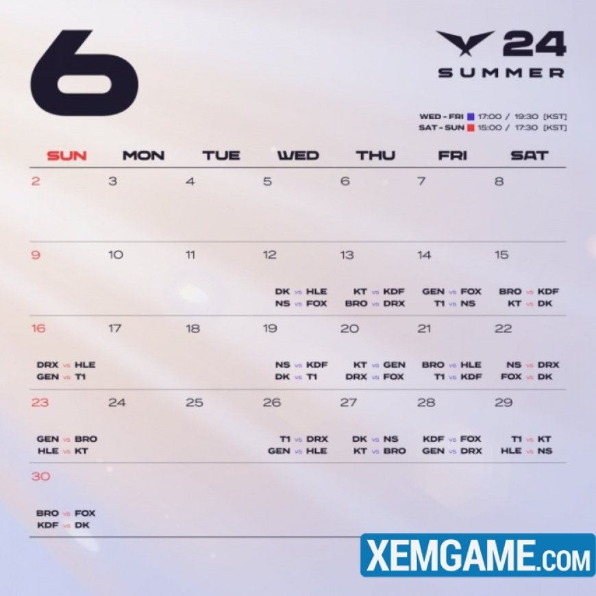 LCK Mùa Hè 2024 công bố lịch thi đấu, có quãng nghỉ cho Esports World Cup - ESPORT